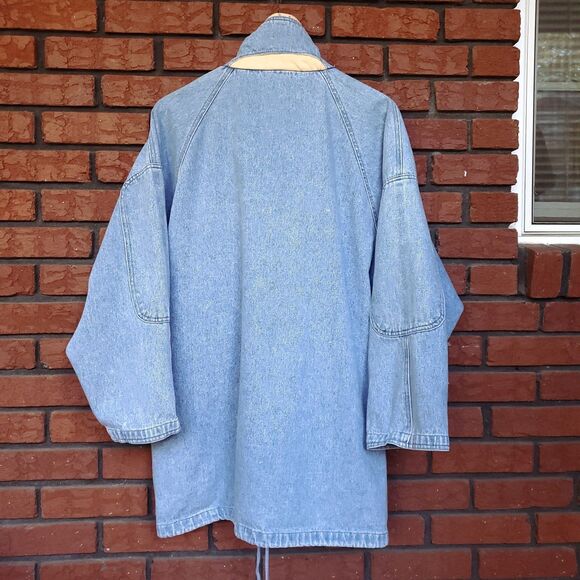 Vintage Denim Chore Barn Coat XL FLAW Cotton Blue Jean Jacket Heavyweight - Picture 2 of 12